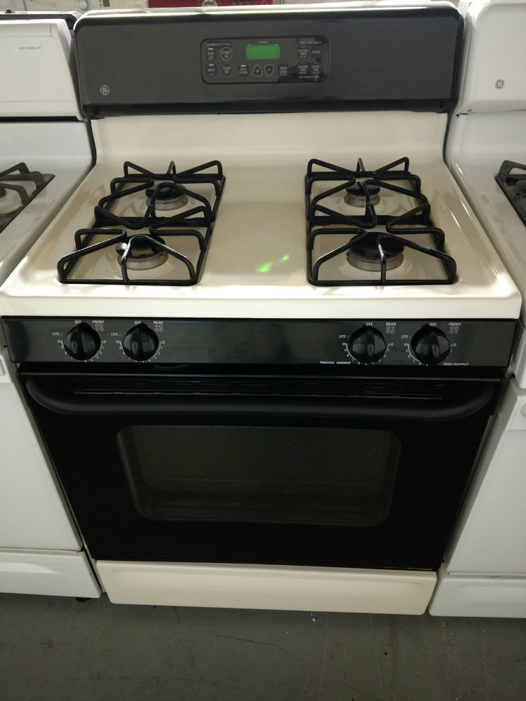 Black and white gas stove